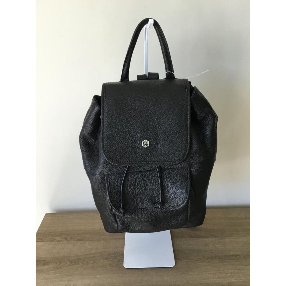 Valentina Pebbled Backpack in Soft Textured Black Leather Construction NWOT